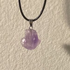 Amethyst Crystal Stone Irregular Shape Pendant Necklace Crystal Point Healing